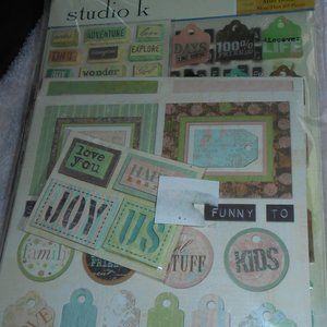 3/$20 K&Co Studio K Meadow Mini Scrapbook Kit +Stencil Alphabet Grand Adhesions